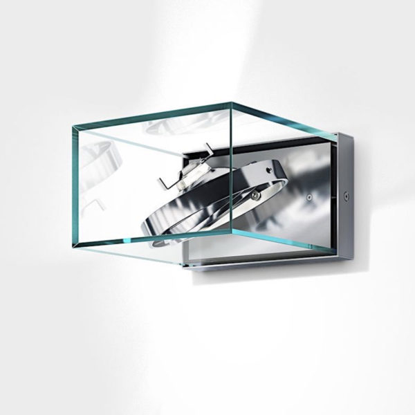 Design Wandlampe außen Glas Edelstahl