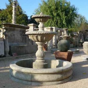 Garten Außen Springbrunnen Naturstein mit 2 Etagen Schalen und Wasserbecken