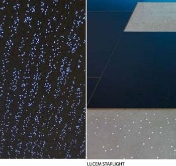 Lichtfaser in Beton in Wand und Decke