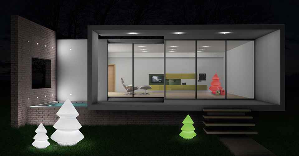 Design Außenleuchten als Licht Baum. Dekorative und originelle Beleuchtung für außen!