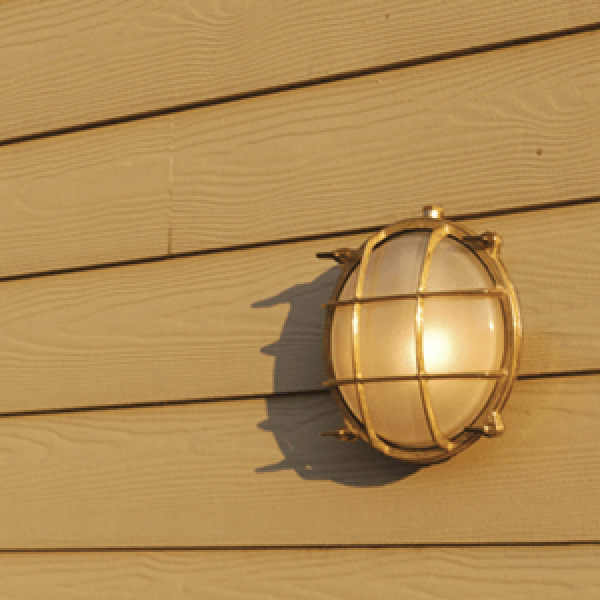 Maritime Messing Wandleuchte rund mit Korb