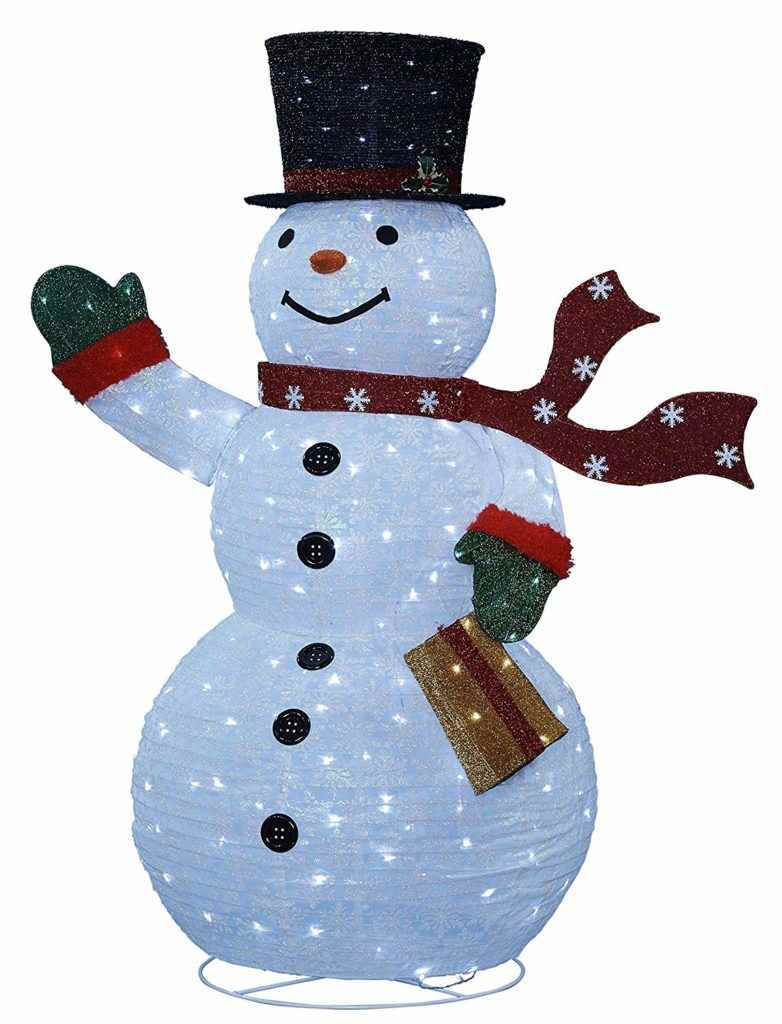 Großer leucht Schneemann außen als Gartendekoration