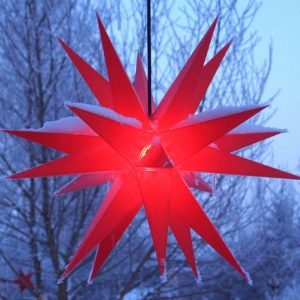 Roter LED Weihnachtsstern außen hängend