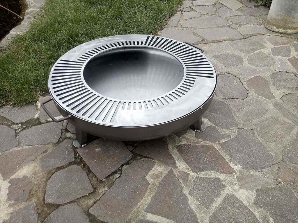 Edelstahl Feuerschale mit Grillplatte sie vereint Grill und Lagerfeuer