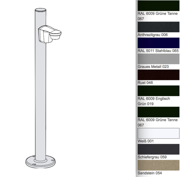 Poller mit Bewegungsmelder ohne Lampe, Farbtabelle