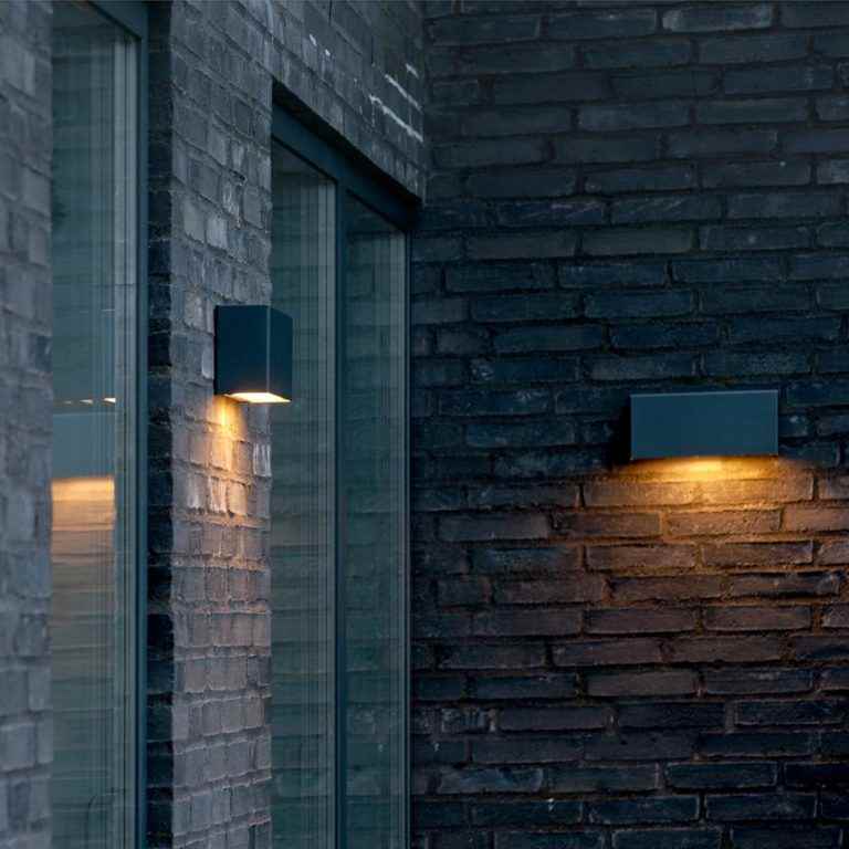 Schlichte rechteckige Wandleuchte außen schwarz pulverbeschichtet