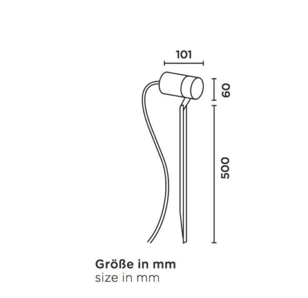 Design Erdspießlampe mit Kabel Maße