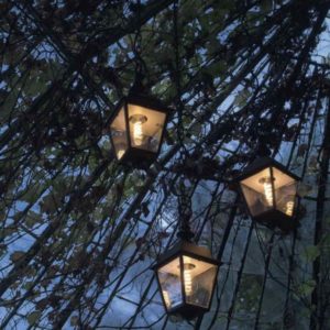 Hängende Gartenlaternen im Baum