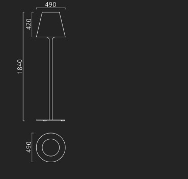 Stehlampe für das grüne Wohnzimmer im Außenbereich Abmessungen