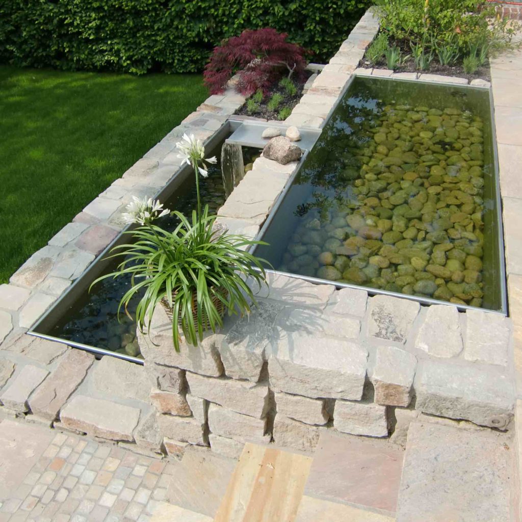 Edelstahl Teichbecken für moderne Gärten Gartenleuchten.de