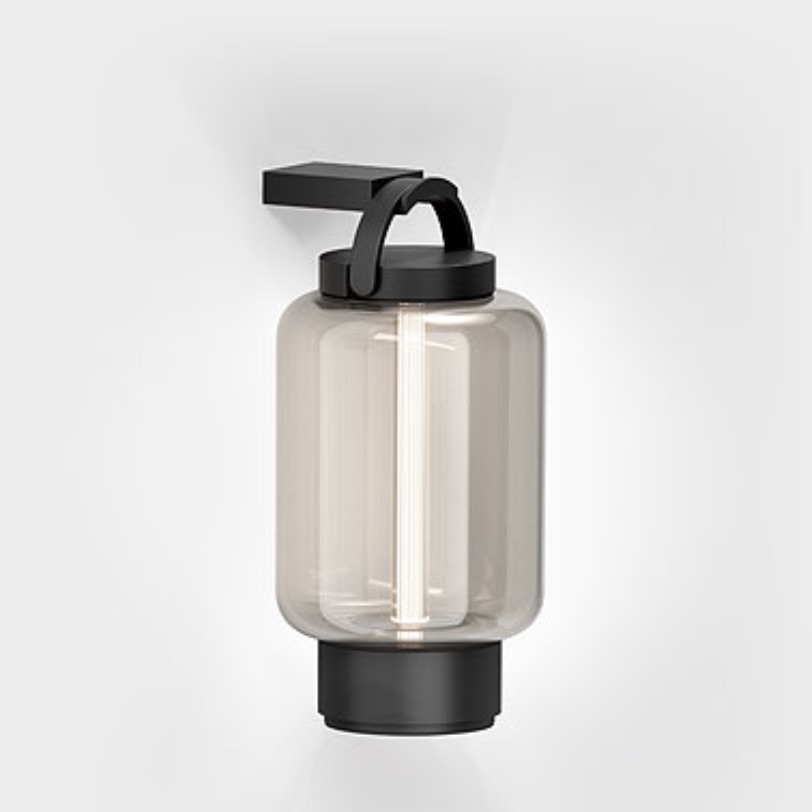 Schwarze Akku Wandlampe für außen