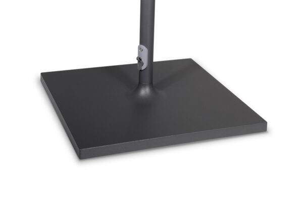 Schwarze Akku Stehlampe für außen Detail Fußplatte