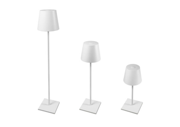 Weiße Akku Stehlampe für außen in 3 Größen