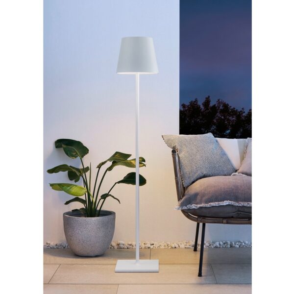 Weiße Akku Stehlampe für den Außenbereich