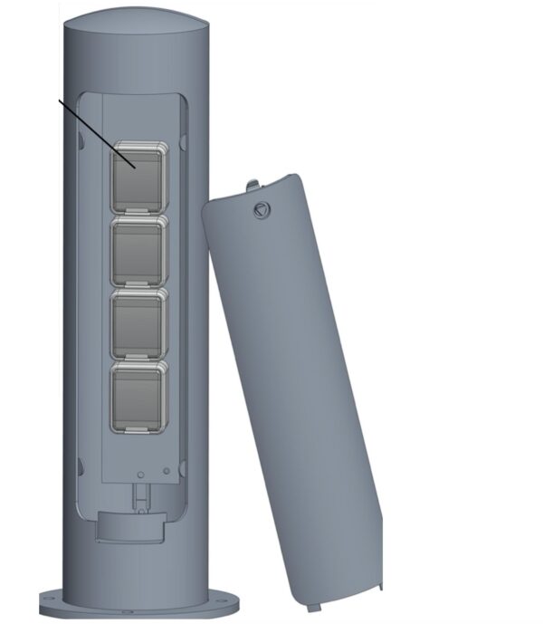 Stabile Edelstahlsäule IP44 mit 4 Steckdosen für außen