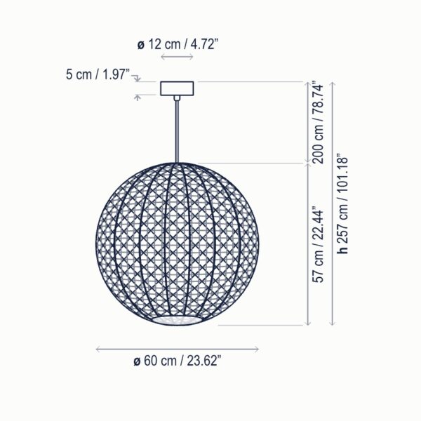 Mediterrane geflochtene Außen Hängeleuchte Durchmesser 60cm