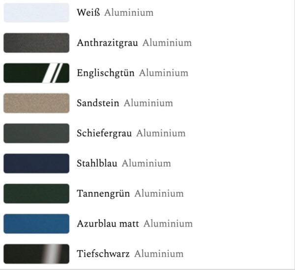 Diese und weitere Farben sind möglich