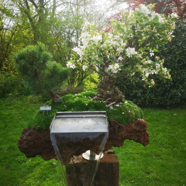 Wasserfall Stele mit Bonsai für außen