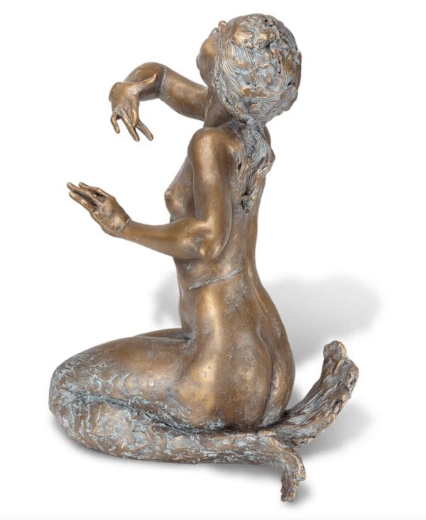 Meerjungfrau Gartenskulptur aus Bronze Rückenansicht