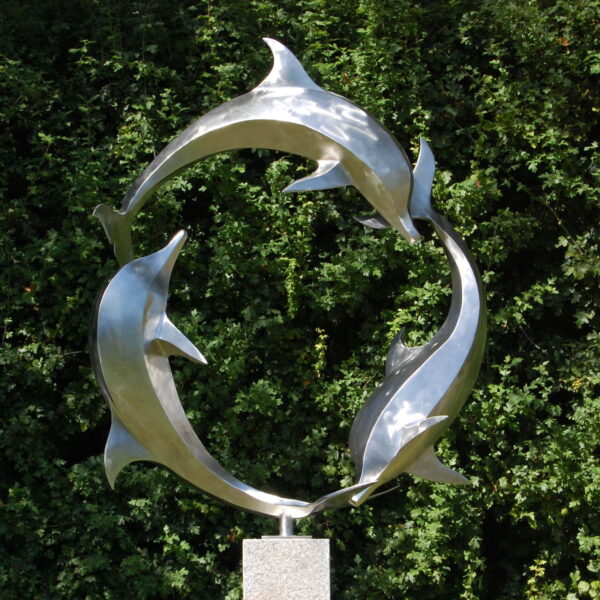 Delphin Skulpture aus Edelstahl