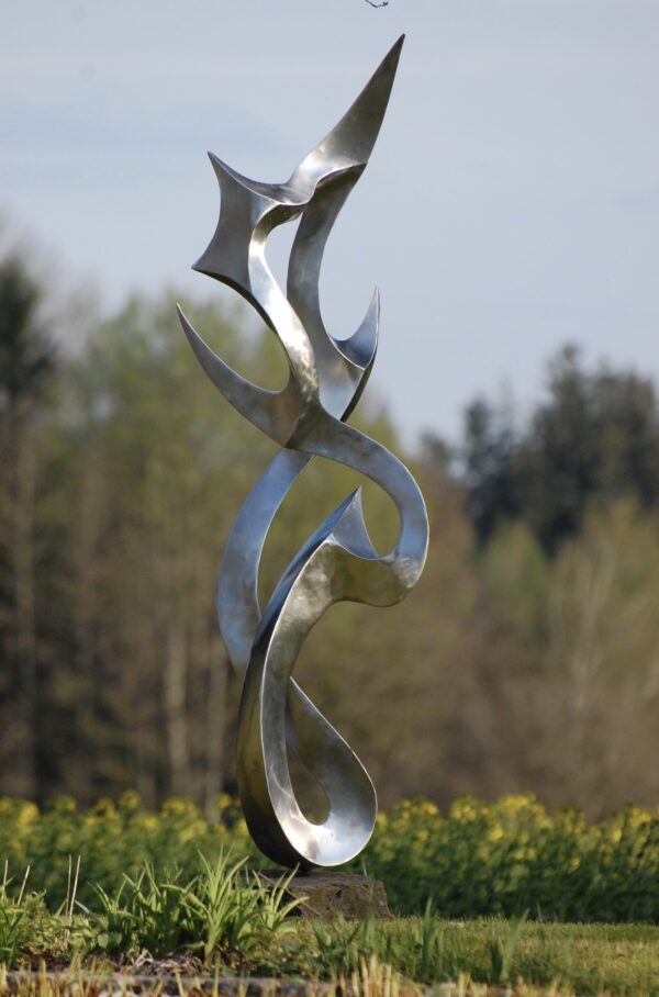 Edelstahl Gartenskulptur Gesamthöhe 200cm inkl. Sockel