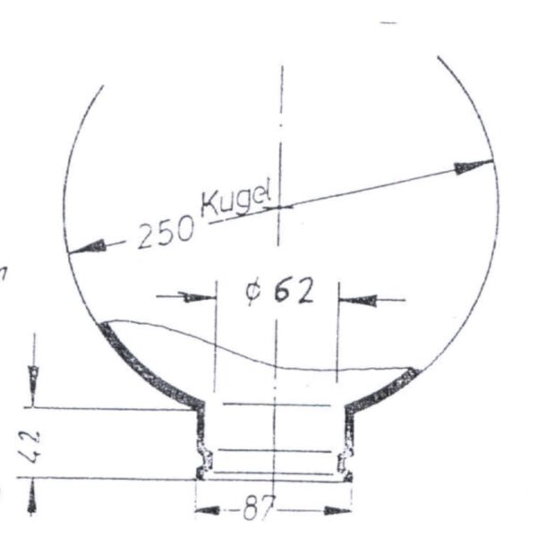 Lampen Ersatzglas Kugel 250mm weiß Abmessungen