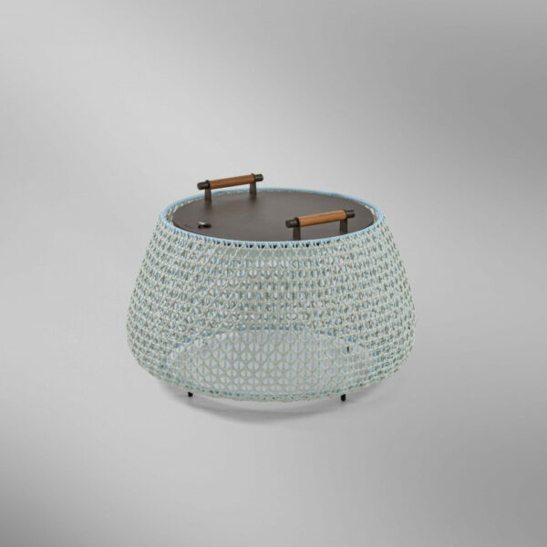 Beleuchteter Design Akku Tisch blau grau