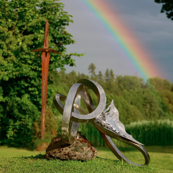 Exklusive skurile Edelstahl Gartenskulptur