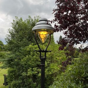 Gaslaterne nach Restauration mit neuem Glas