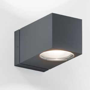Moderne kleine schwarze Wandleuchte für außen als Downspot oder up & down spot