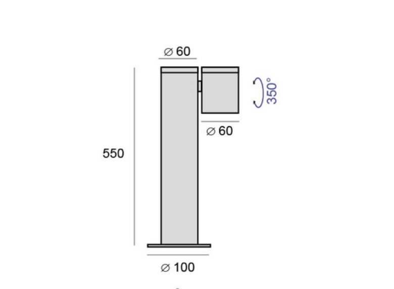 Maße der Schwenkbare Wegleuchte als Strahler