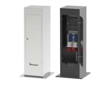 Stabile Eckige Stromsäule mit Schuko und Kraftstrom