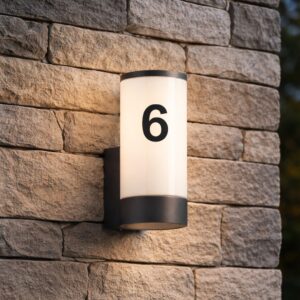 Anthrazit farbene runde IP65 LED Hausnummer Wandleuchte