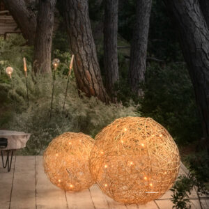 Exklusive outdoor Kugel Drahtleuchte Gold