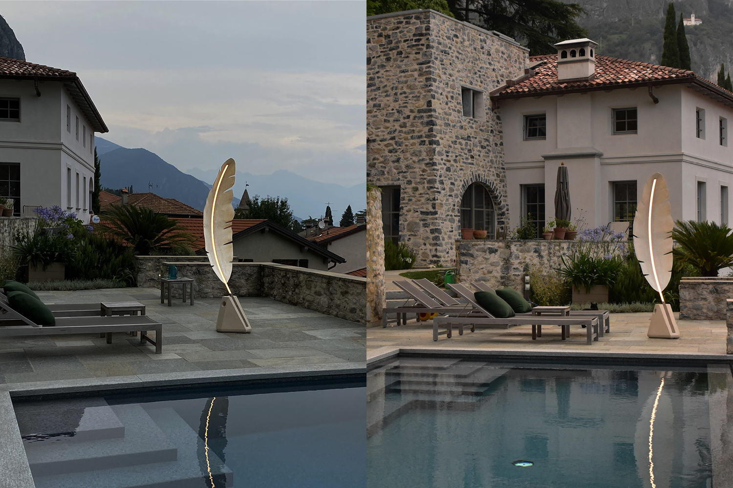 Leuchten Lichtskulptur für außen am Pool