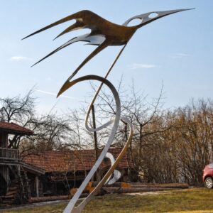 220cm hohe abstrakte Edelstahl Skulptur für außen