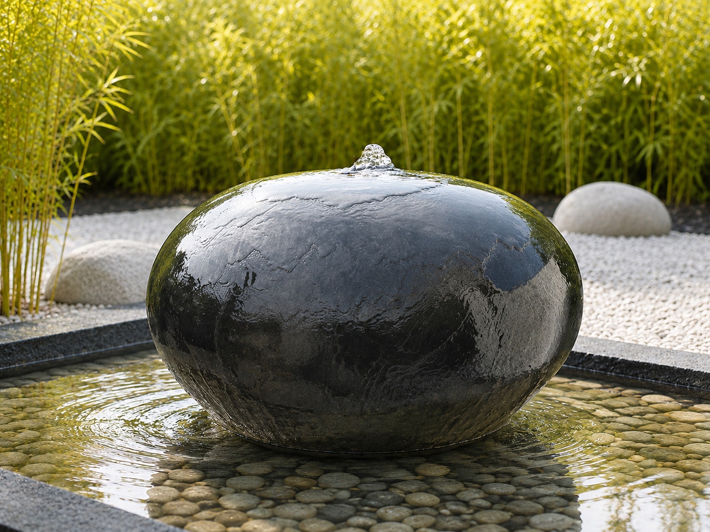 Exklusiver ZEN Naturstein Brunnen aus Basalt