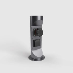 Schwarze Steckdosensäule mit Schuko und CEE16A 400V