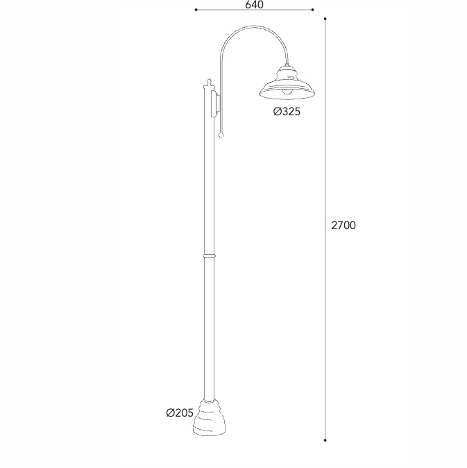 270cm Gartenlaterne aus Messing mit Schirm.jpg Abmessungen
