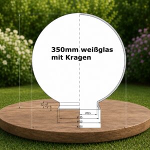 Ersatzglas 350mm weiß mit Kragen für Außenlampe