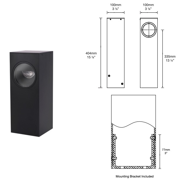 Kleine moderne LED Poller für präzise Wegebeleuchtung in-schwarz-IP67-Abmessungen