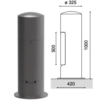 Technik Poller leer 1000mm abschließbar mit einer Tür