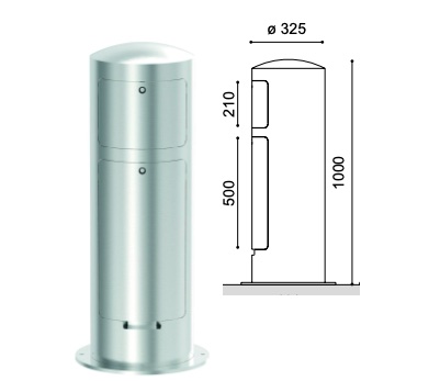 Technik Poller leer 1000mm mit 2 Türen