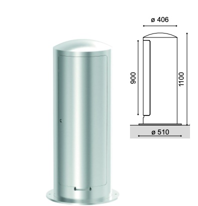 Technik Poller leer 1100 mm mit Tür Edelstahl oder DB RAL
