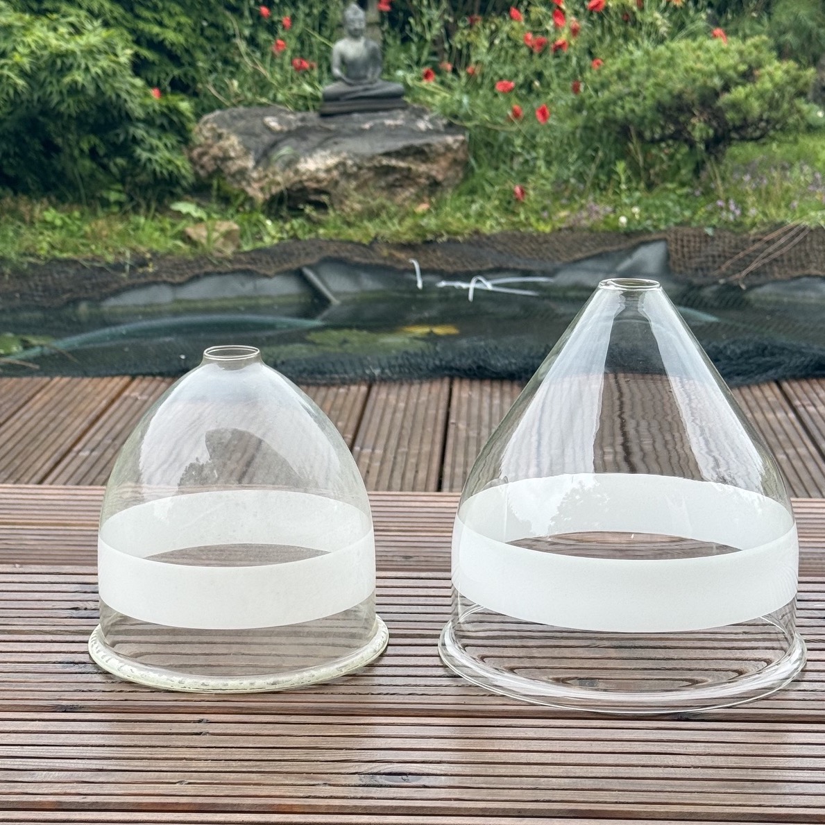 Ersatzglas mit weißen Blendstreifen für alte Gaslaternen