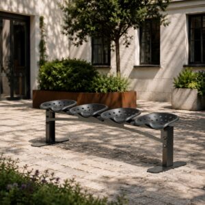 Parkbank modern aus Metall im Industrielook