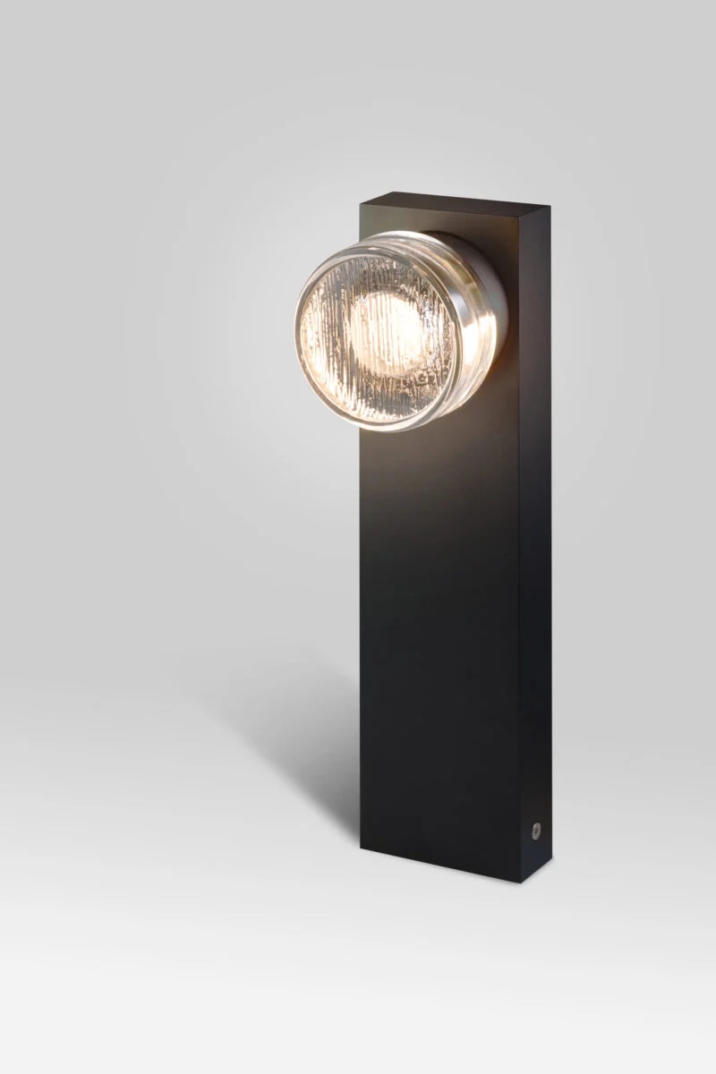 Exklusive Design Pollerleuchte 30 cm mit Glaskopf