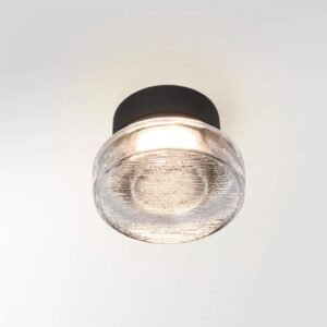 Moderne runde flache Glas Deckenleuchte IP65 Farbe schwarz