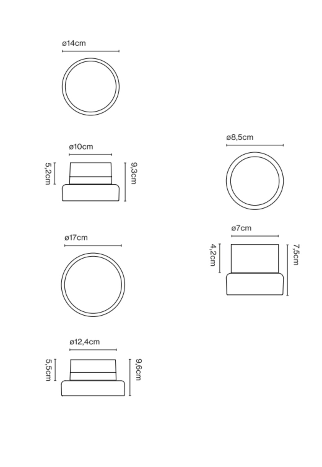 Moderne runde flache Glas Wand & Deckenleuchte IP65 Farbe Abmessungen