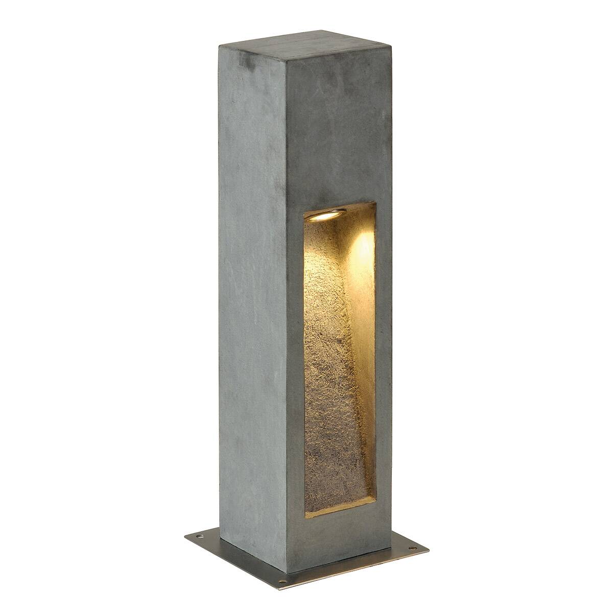 Basalt Pollerleuchte 50 cm mit indirektem Licht